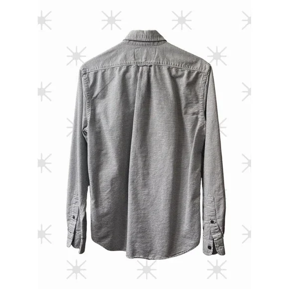 American Eagle Slim Fit White w/ Black Stripes Button-Front L/S Shirt S/P VGC - Picture 4 of 12